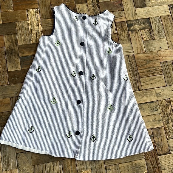 Glorimont Seersucker Navy Girls Dress - Picture 4 of 8